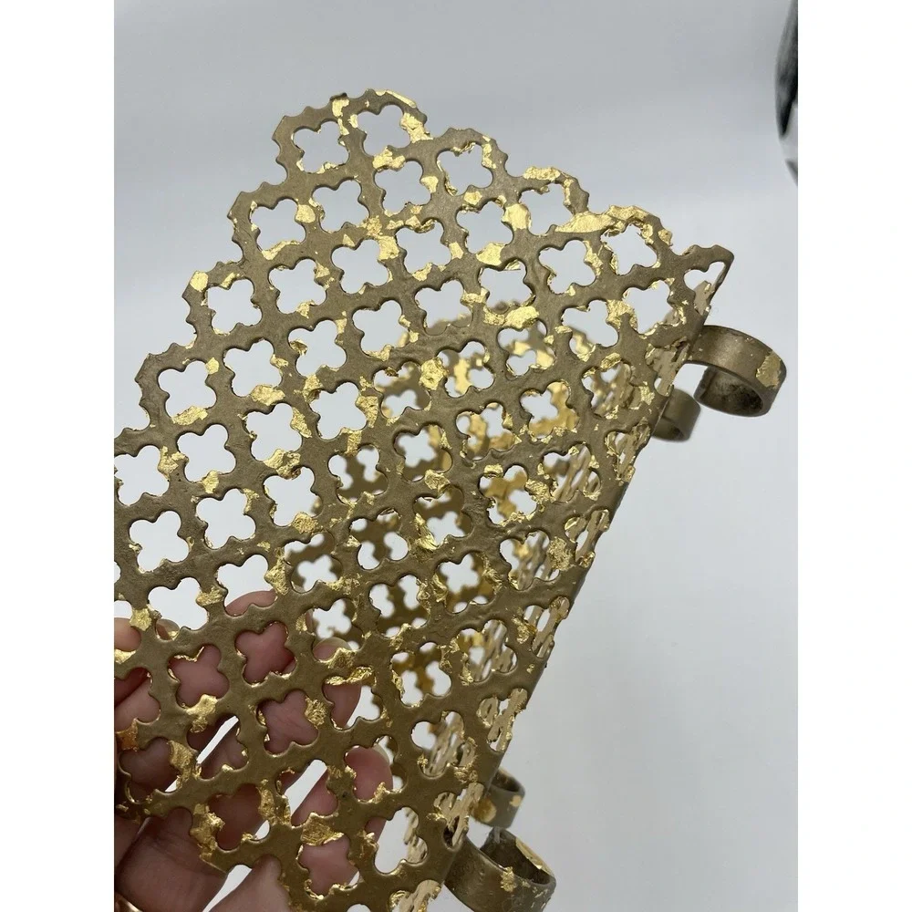 Vintage Mid Century‎ Gold Metal Mesh Letter or Napkin Holder Gold Gilded